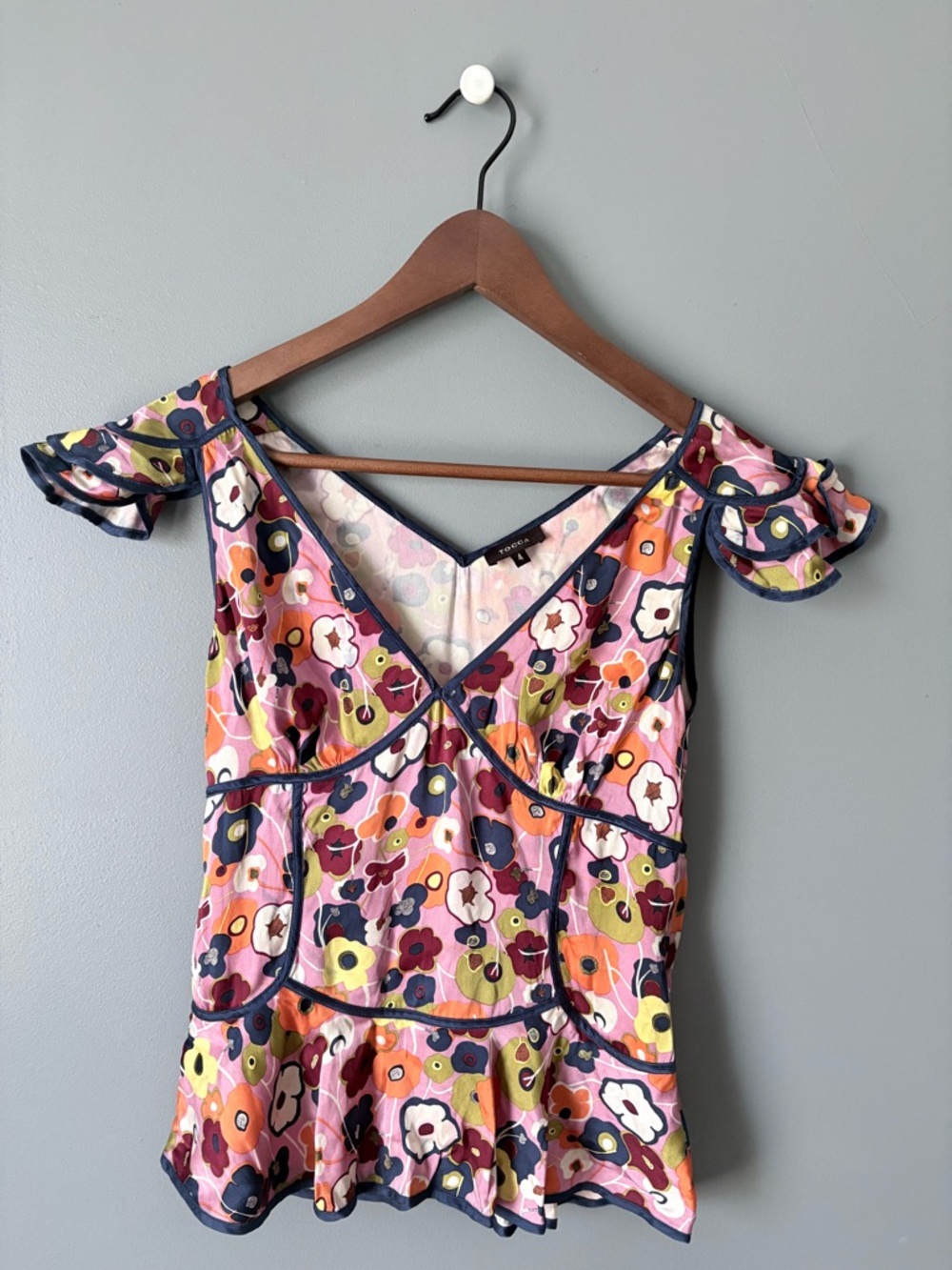 Tocca Pink Multi Floral Trimmed Tank